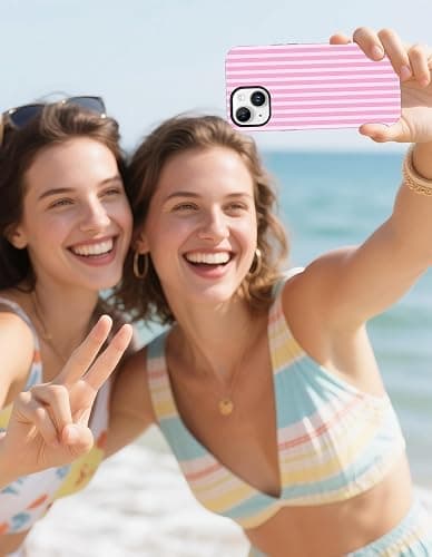 Aitipy Magnetic Striped Phone Case for iPhone 15 Plus, Compatible with MagSafe, Cute Pink Aesthetic Stripe Soft TPU and Hard PC Shockproof Protective Phone Cover for Women Girls thumbnail 7