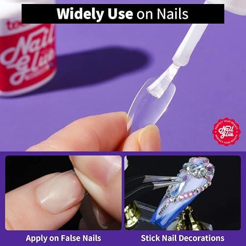 Teenitor Nail Glue for Press Ons, 3 Pack Best Nail Glue for Gel Tips with Nail Files, Super Strong Nail Glue for Broken Nail Brush on Nail Glue for Press on Nails thumbnail 4