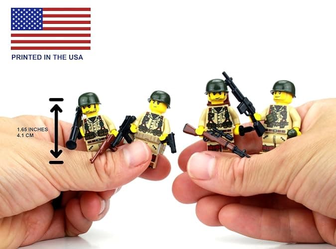 Battle Brick 1.6 Inches Tall Collectible US Army WW2 Tan Soldiers Complete Squad Collectible Minifigures | Genuine Military Minifig | Printed in the USA | Great Gift for Teen to Adult AFOL thumbnail 3