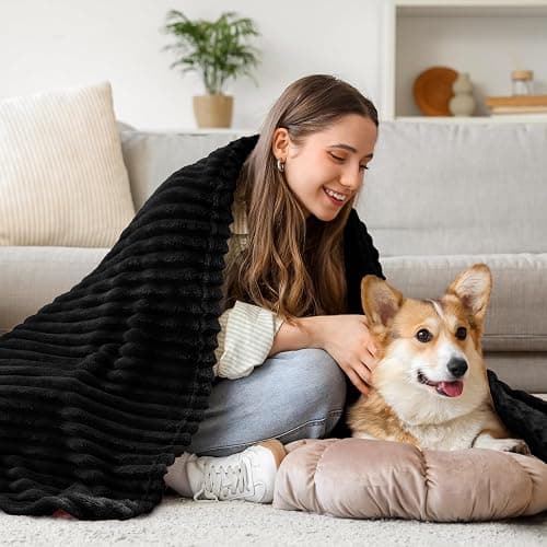 BEDELITE Ribbed Jacquard Black Fleece Throw Blanket for Couch, 50x60 Inch | Soft Warm Decorative Fluffy Blanket, Cozy Plush Lightweight Fuzzy Throw Blanket for Bed Sofa Home Room Decor, Gift for Women thumbnail 7