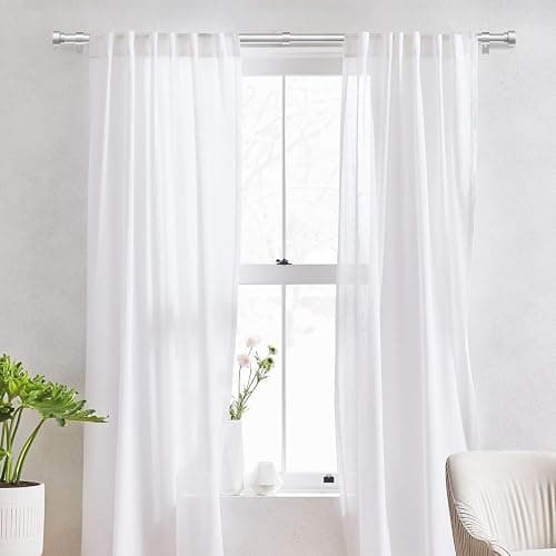 IFELS Heavy Duty Curtain Rods for Windows 66 to 120 Inch, 1 Inch Silver Window Curtain Rod for Bedroom, Living Room, Outdoor, Adjustable Easy Install Long Modern Curtain Rods(A1,Silver,30"-120") thumbnail 2