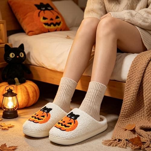 Cute Fuzzy Slippers for Women Men Memory Foam House Shoes indoor outdoor | Non Slip lightweight sole,Indoor and Outdoor,Machine-washable,Slip-on Bedroom Slides,Gift for womens thumbnail 7
