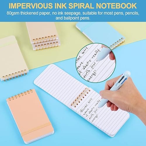 AZUREAL 6 PCS Small Spiral Notebook 3x5, Notebooks for Note Taking, Colorful Scheme Spiral Journal Notebook, Work Notebook Small Notebooks 3x5 with Strap, Cute Notebooks for Women 60Sheets/Note Books thumbnail 4