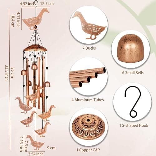 GDNSFIT Duck Wind Chimes for Outside, Metal Windchimes Outdoors, Duck Gifts for Women/Men, Memorial/Birthday Gifts, Garden Decor for Outside, Patio or Yard, Durable Chimes for Outdoors thumbnail 3