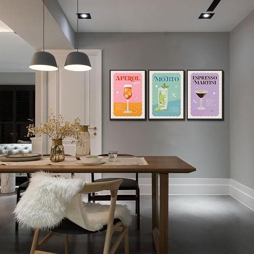 Laylwhq Cocktail Wall Art Bar Cart Canvas Wall Decor Vintage Trendy Alcoho Pictures Funky Aesthetic Prints Posters Colorful Preppy Artwork for Bar Kitchen Dorm Home Decoration 12x16inx3 Unframed thumbnail 3