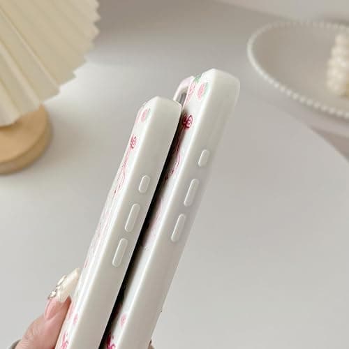 FLIRACON Cute Butterfly Bowknot Strawberry Soft Phone Case Compatible with iPhone Case (White,for iPhone 15 Plus) thumbnail 4