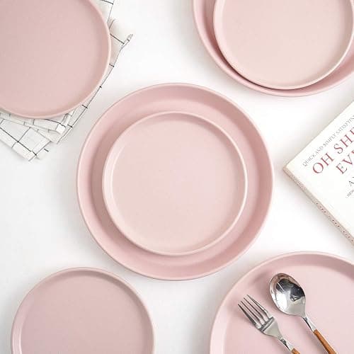 Stone Lain Albie Stoneware 32-Piece Modern Dinnerware Set, Kitchen Plates and Bowls Sets, Dish Set for 8, Pink thumbnail 2