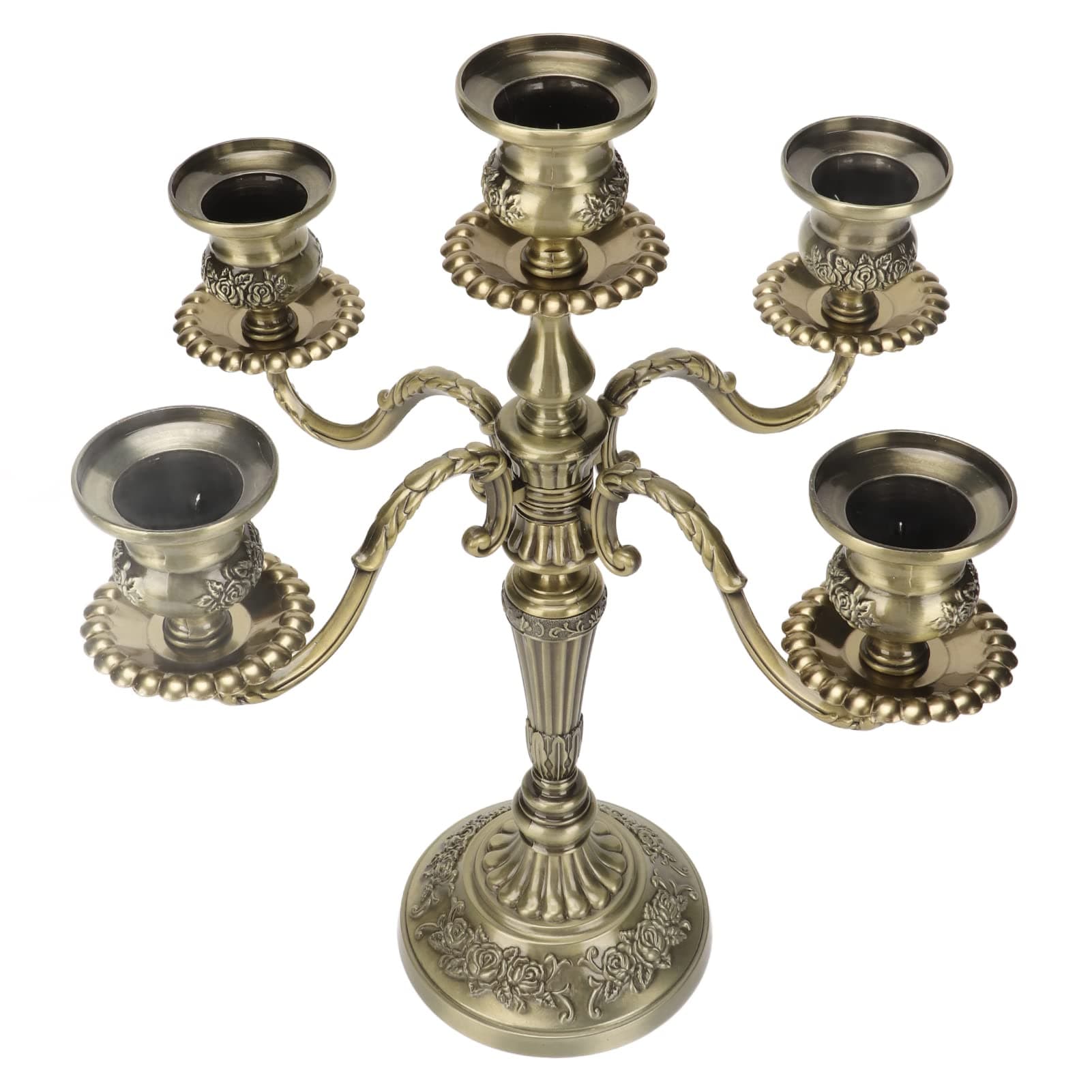 MUNEFE Vintage Tall Candelabra, 5 Arms Candle Holder Stick, 5 Candle Metal Candelabra Suitable for Wedding Dinning Party Decorative thumbnail 9