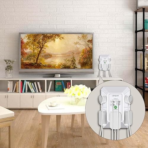Wall Charger, Surge Protector, QINLIANF 5 Outlet Extender with 4 USB Charging Ports, 3-Sided 1680J Power Strip Multi Plug Adapter Spaced for Home Travel Office thumbnail 4