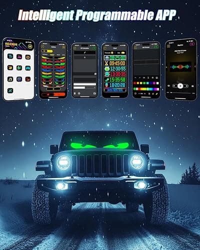 Devil Eyes Light for Windshield: 23.4"x4.7" Programmable LED Signs with APP & Remote Control - 5V USB Digital Lighting Display, LED Eyes for Cars, SUVs & Trucks (1 Pcs) thumbnail 4