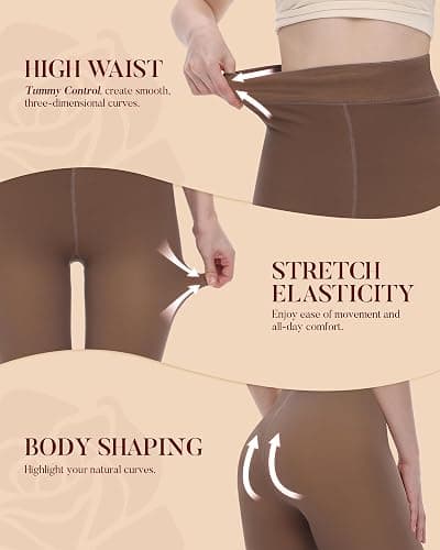 iceROSE 2 Pairs Fleece Lined Thermal Tights for Women – Sheer Black Pantyhose Warm Winter Thick Fake Translucent Leggings thumbnail 3