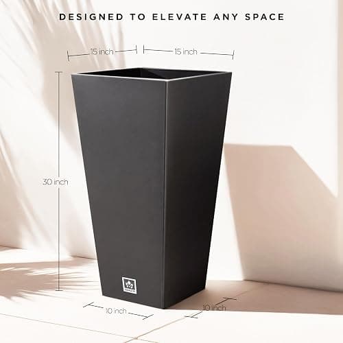 Maple99 Outdoor Planter 30 Inch – Large Tall Planters for Outdoor and Indoor Plants, Modern Tapered Design, Weather Resistant with Drainage Holes and Removable Insert Tray thumbnail 3