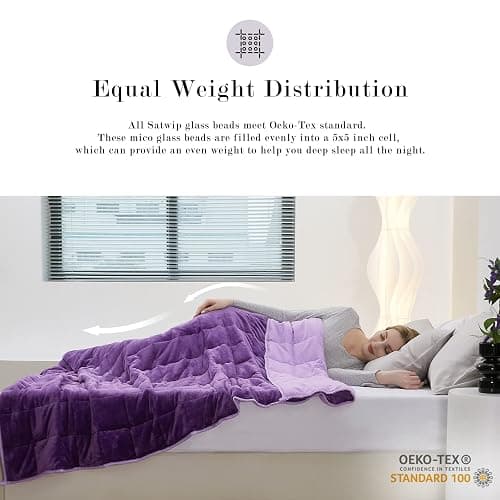 Satwip Purple Weighted Blanket 15 Pounds, Fuzzy Warm Flannel Throw Blanket with Soft Breathable Sanded, 48 x 72 inches, Purple thumbnail 6