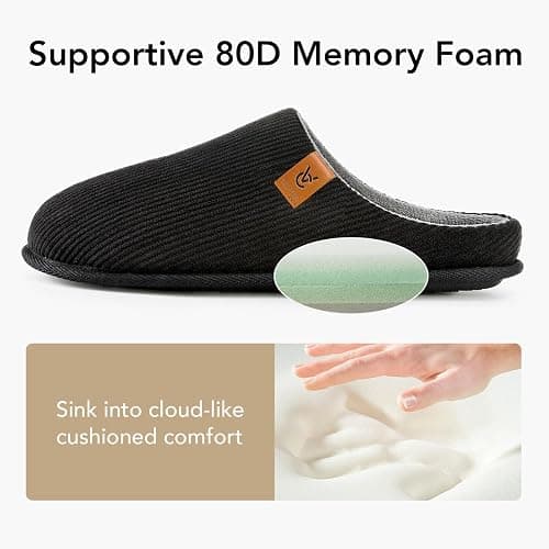 VeraCosy Men's Cozy Slip-on Slippers Corduroy Memory Foam Indoor House Shoes thumbnail 5