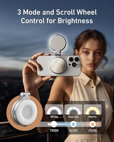 TELESIN C03 Magnetic Selfie Light, 3-in-1 Magnetic Beauty Selfie Light for Phones, CRI97 360° LED Portable Light w/Mirror Compatible with iPhone/Android for Selfie/Photography/TikTok/Zoom Calls/Video thumbnail 2