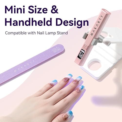 Makartt Handheld UV Light for Gel Nails - Portable Mini UV LED Nail Lamp Lumière Nail Dryer Fast Drying for Curing Nail Art Polish Rechargeable USB Nail Light with LCD 2 Timer for DIY Salon (Pink) thumbnail 8
