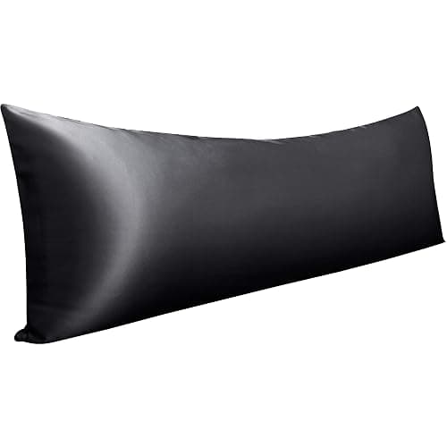 NTBAY Satin Body Pillowcase for Hair and Skin, Luxurious and Silky Pillow case with Envelope Closure, 20x54 Inches, Black - Image 1