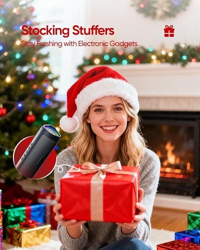 Bluetooth Speaker Stocking Stuffers for Men Women Teens Boys Girls: Portable Wireless, IPX5 Waterproof, White Elephant Gifts for Adults, Up to 20H Playtime, TWS Pair, for Home/Party/Outdoor (Black) thumbnail 3
