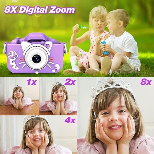 Goopow Kids Camera Toys for 3-8 Year Old Girls Boys,Children Digital Video Camcorder Camera with Cartoon Soft Cover, Best Chritmas Birthday Festival Gift for Kids - 32G SD Card Included thumbnail 7