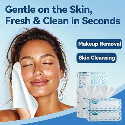 Winner Disposable Face Towels, 100% Cotton, 300 Count (Pack of 3) | USDA Certified Biobased, OEKO-TEX Certified, Unscented, Sensitive Skin, Face Cleansing, Makeup Removal thumbnail 4