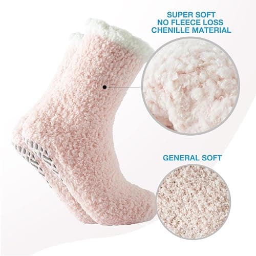 Bulinlulu Fuzzy Socks with Grips Plush Sleep Cozy Winter Soft Hospital Fluffy Socks Gifts for Womens Mens Gifts thumbnail 4