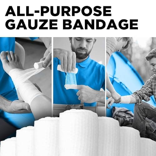 Gauze Rolls - 24 Pack - 4" x 4.1yd Breathable Rolled Gauze - Individually Wrapped with Bonus Tape - First Aid Conforming Stretch Wrap for Wounds - Mummy Wrap thumbnail 7