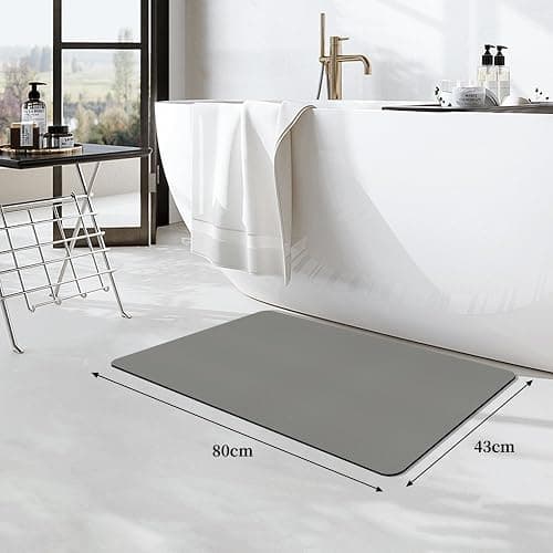 SOLIC Badematte Rutschfester Superabsorbierende Badezimmerteppich, schnelltrocknende Badvorleger, Saugfähige Badvorleger,Duschvorleger für Dusche, Badewannen und Badezimmer (Grau, 43x80cm) thumbnail 2