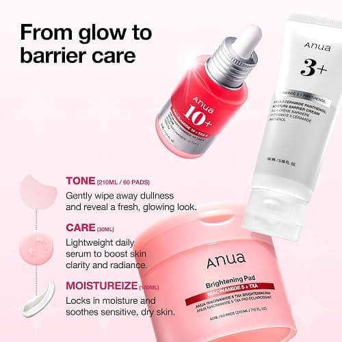 ANUA BRIGHTENING Niacinamide Skincare Routine Set (Amazon Exclusive Set), Niacinamide Serum & Toner Pad & Face Moisturizer, Skin clarity, Moisture barrier for Daily care, Korean Skincare Set thumbnail 3