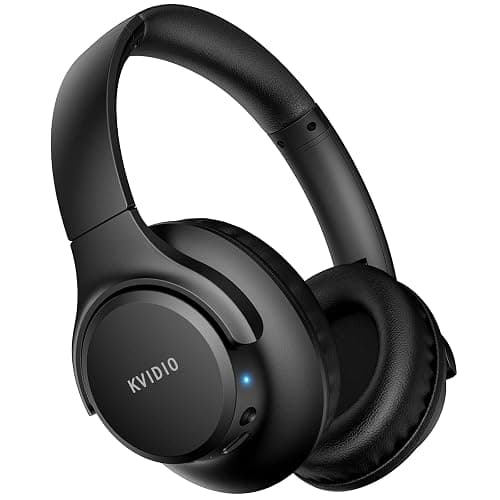 KVIDIO Bluetooth Headphones Over Ear, 65 Hours Playtime Wireless Headphones with Microphone, Foldable Lightweight Headset with Deep Bass, HiFi Stereo Sound Low Latency for Travel Work Cellphone - Image 1