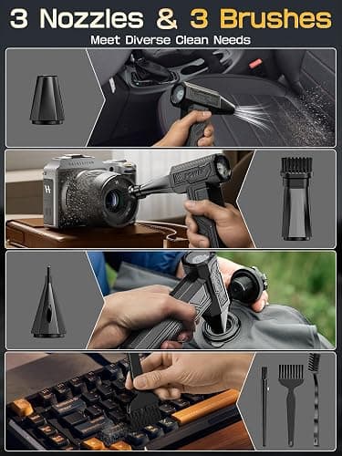 Electric Air Duster, 300000RPM 4-Gear Adjustable Compressed Air Duster with Light, Rechargeable Brushless Motor Air Blower for Keyboard, PC, Car, and Home Cleaning Reusable Replaces Compressed Air Can thumbnail 8