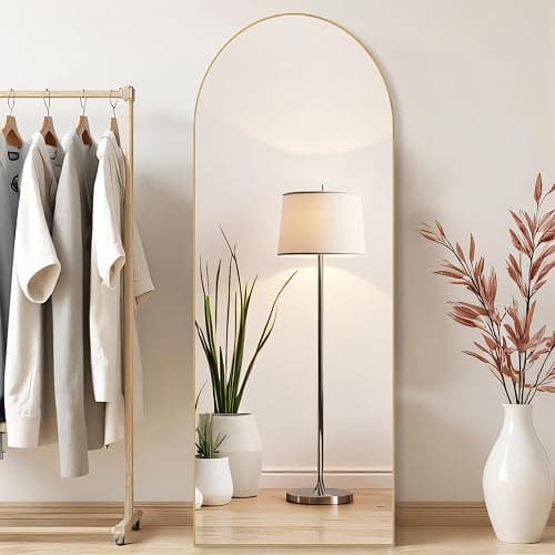 Arched Mirror Full Length, Upgraded 21"x64" Body Wall Mirrors with Shatter-Proof Glass, Floor Standing, Hanging or Leaning, Large Tall Arch Mirror with Stand Aluminum Alloy Frame for Bedroom Cloakroom thumbnail 3