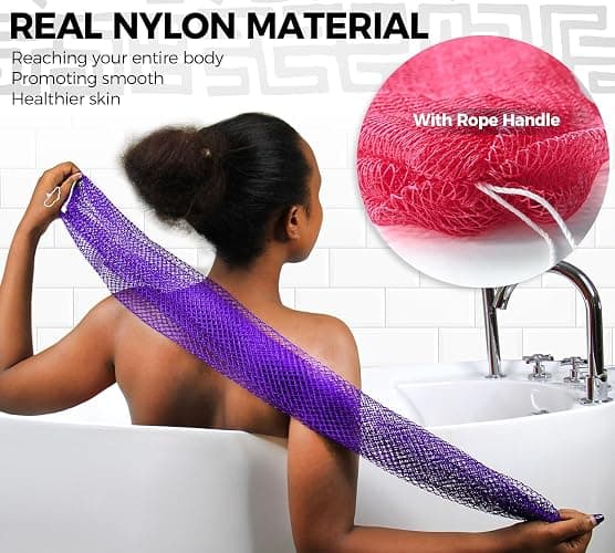 African Net Sponge Authentic - 2 Pieces Exfoliating Body Scrubber Bath Sponge - Loofah Washcloth Back Scrub for Shower Body Exfoliator - Face & Skin Care Bathroom Essentials for Women thumbnail 3