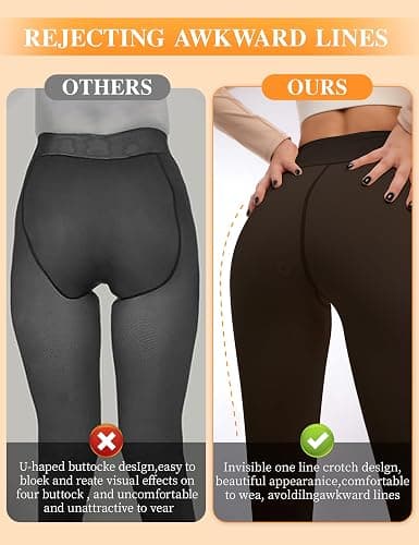 Vosda Women’s Fleece-Lined Tights - Ultra-Warm Fake Sheer Look Pantyhose Thick Leggings for Winter thumbnail 4