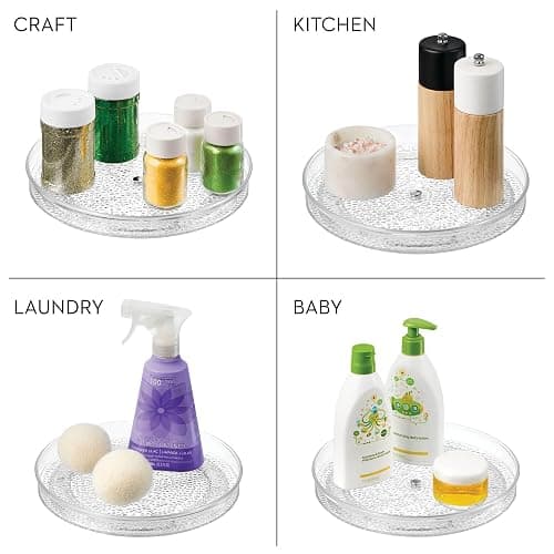 iDesign The Rain Collection Lazy Susan Turntable Organizer, 9" x 9" x 1.5", Clear thumbnail 4