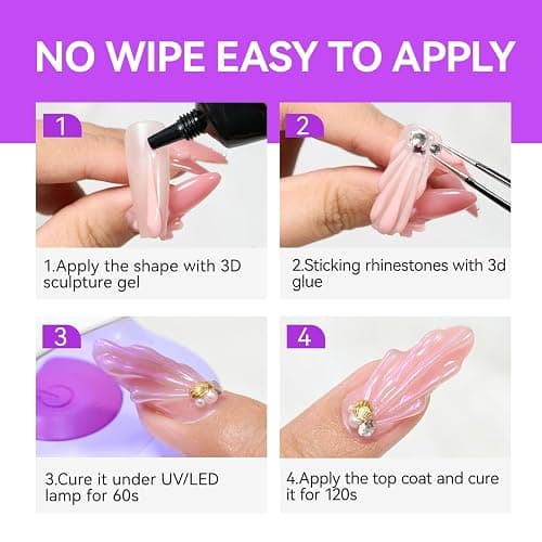 Gelike ec 3D Sculpture Nail Gel - Pink Multifunctional Rhinestone Nail Gel 3D Gel Nail Art for Nail Charms Nail Design Sculpting Nail Decoration Manicure Nail Modeling DIY at home thumbnail 8