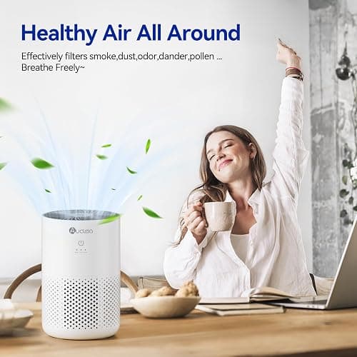 Air Purifiers for Bedroom up to 588 Ft², 20dB Bedroom Air Purifier for Small Room Removes Dust Pets Hair Smoke Odor with Aromatherapy Function(White) - Standard Size - White thumbnail 7
