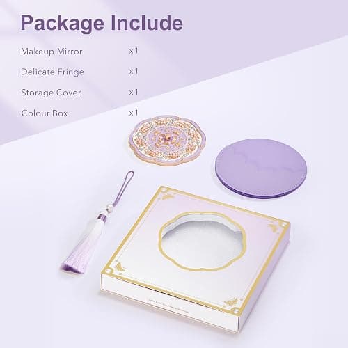 Compact Mirror, Pocket Mirror, Portable Travel Makeup Mirror, Small Lightweight Slim Handheld Mirror for Purse/Handbag/Wallet, Cosmetic Beauty Mirror with Storage Cover, Cute Mini Size Vanity Mirror thumbnail 8