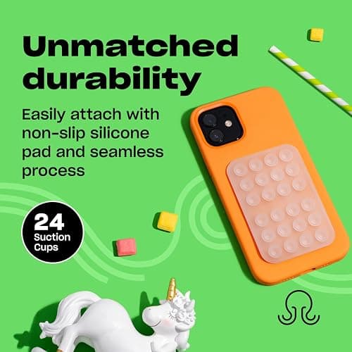 OCTOBUDDY Classic - Silicone Suction Phone Case Adhesive Mount - Hands-Free, Strong Grip Holder for Selfies & Videos - iPhone & Android Compatible - 2.25″ x 3.25″, Transparent thumbnail 4