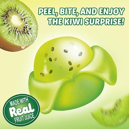 AMOS Peelerz Kiwi Gummy Candy, Peelable Naturally Flavored Fruit-Inspired Easter Candy, 8.47oz Box with 10 Individual Packs – Playful Kiwi Snack with Chia Seeds, Made with Real Juice thumbnail 4