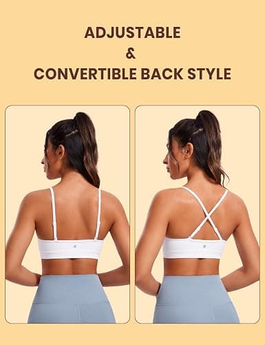 CRZ YOGA Butterluxe V-Neck Sports Bras for Women - Adjustable Thin Straps Padded Yoga Top Basic Wireless Camisole thumbnail 5
