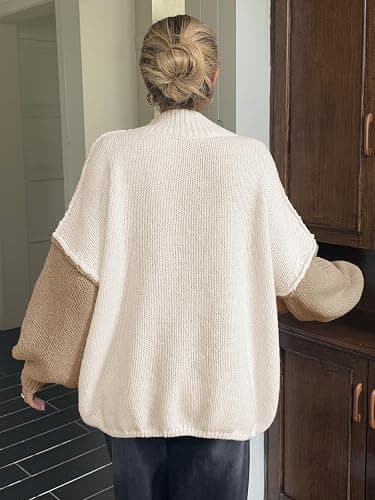 Womens Oversized Tunic Sweaters Color Block  thumbnail 5