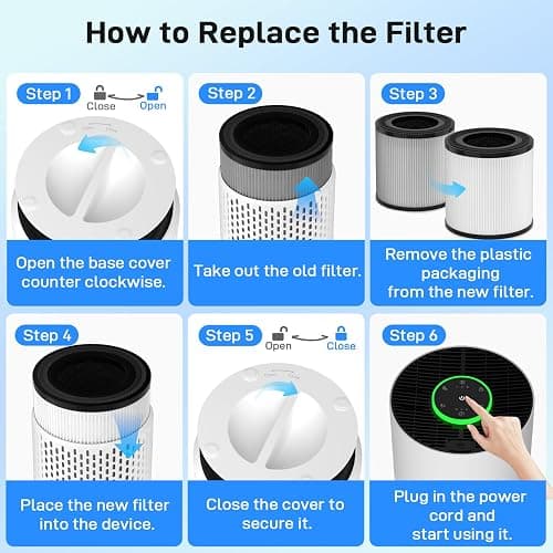 Air Purifiers for Home Bedroom Up to 1250 Ft² - H14 HEPA Air Purifier with Aroma & Sleep Mode - 24dB Small Room Air Purifier for Allergies, Smoke, Dust, Pollen, Pet Dander,4000B,White thumbnail 9