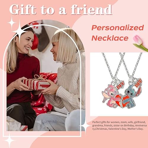 Lyomied Cartoon Best Friend Necklace Set, Cute Friendship Necklace for 2 - Gift for Best Friend and Bestie - 2 Pcs thumbnail 5
