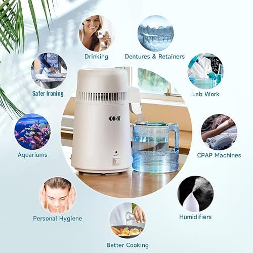 CO-Z Distilled Water Maker, 1 Gallon Water Distiller, 4L Home Countertop Water Distiller Machine, Table Desktop Water Distill Distilling Purifier Purification Filter, Home Pure Clean Water Device thumbnail 7