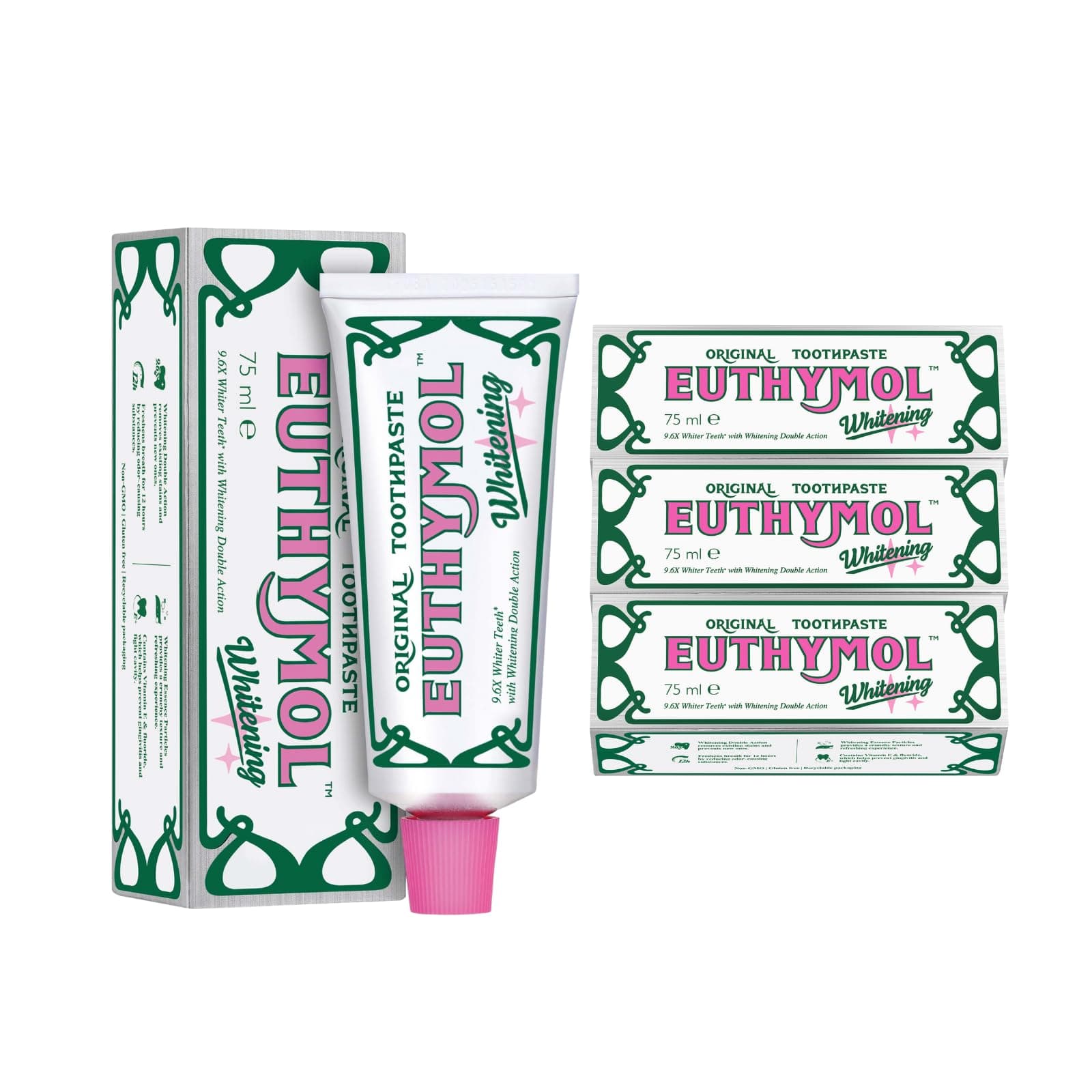 Euthymol 75ml x 3 whitening toothpaste for fresh breath and clean teeth - Image 1