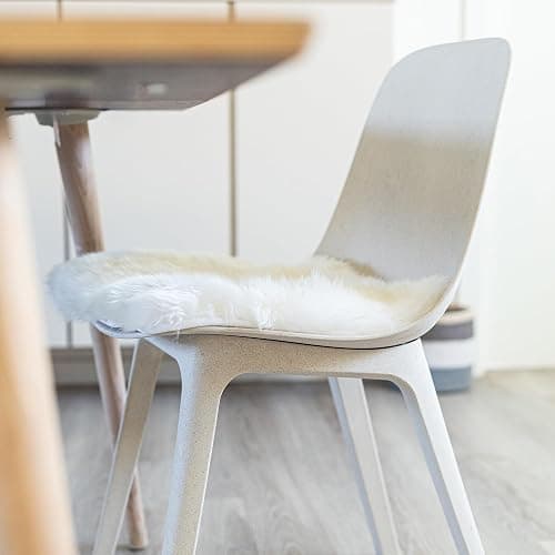 Nordic Sheep Sheepskin Seat Pads 40x40 cm | New Zealand Long-Hair Fluffy Pillow & Fluffy Cushion | Ideal as Sheepskin Seat Pads for Chair, Sofa or Bed | Color: White thumbnail 7