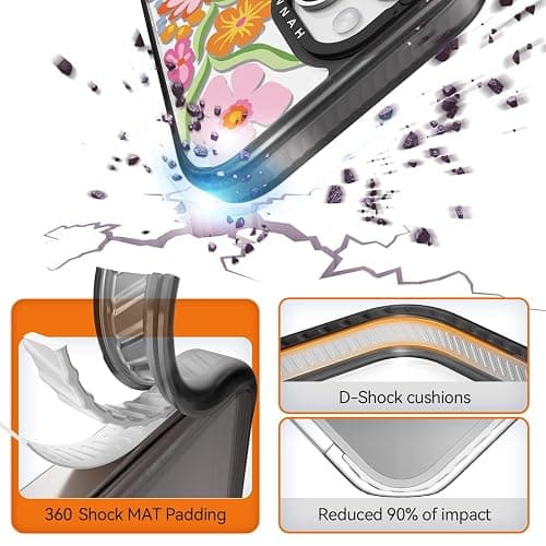Rosarnnah Compatible for iPhone 13 Case Cute Aesthetic - Durable Shockproof 6.6 ft Drop Impact Phone Case Cover with Funny Fashion Passion Flower 6.1" Black thumbnail 2
