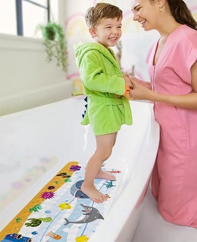Yolife Non Slip Bathtub Mat, 16x39inch Kids Bath Mat Anti-Slip Cartoon Bathroom Floor Mat Shower Mat with Suction Cups and Drain Holes, Dolphin thumbnail 6