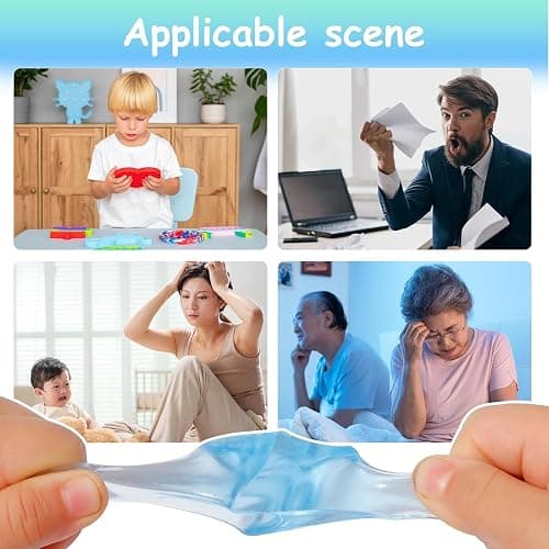 10 Pcs Squishy cube, Ice cube squishy, Stress Cube Stress-Relieving Little Thing for Family or Friend Gift Party(Purple Blue Orange Green Pink Transparent White) thumbnail 5