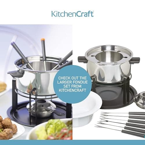 KitchenCraft Chocolate Fondue Set in Gift Box, with Four Stainless Steel Forks and Tealight Candle, Ceramic Bowl and Stand, Ideal for Parties and Dipping Sweets, Fruit or Biscuits, White thumbnail 7